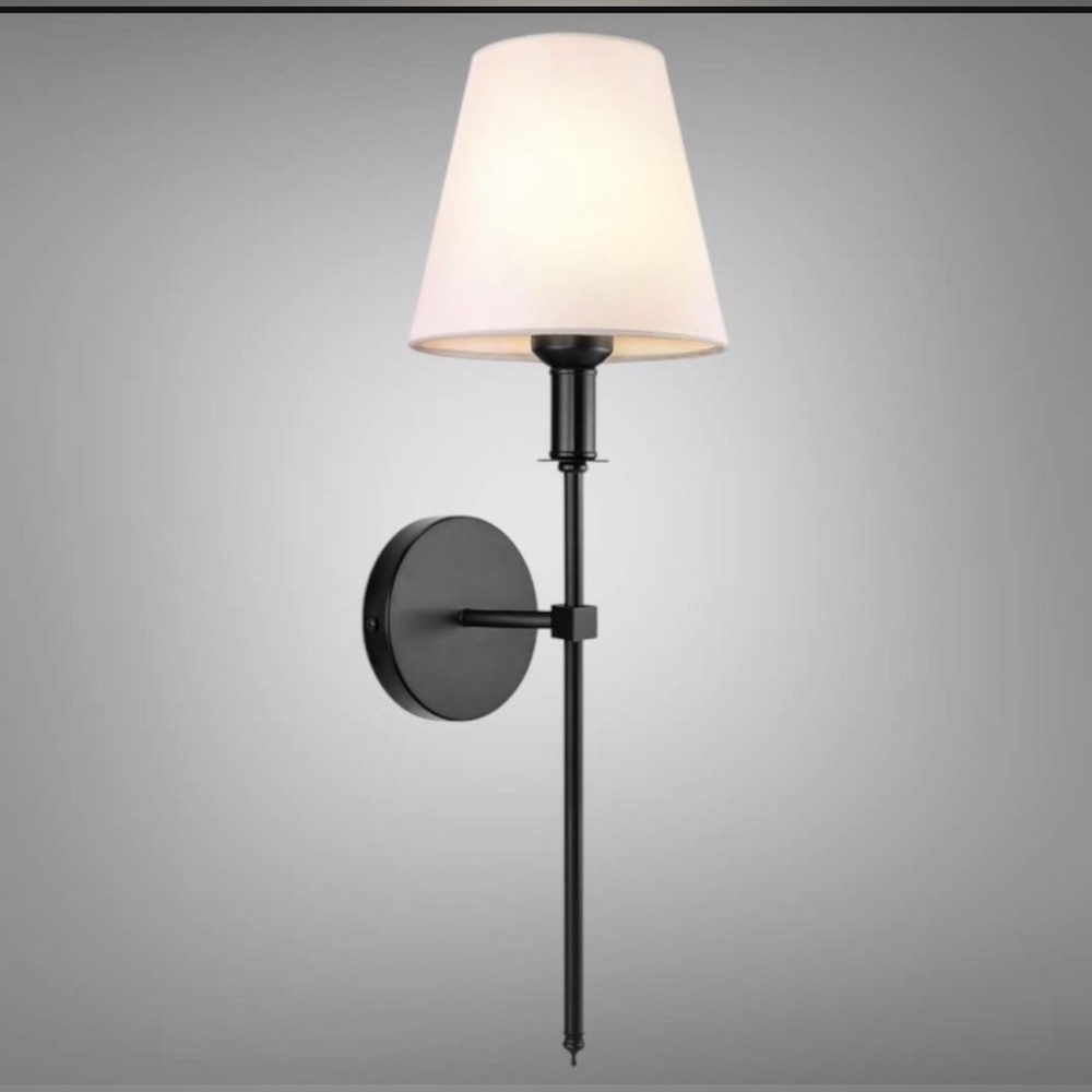 Retro Industrial Wall Lamps with White Fabric Shade